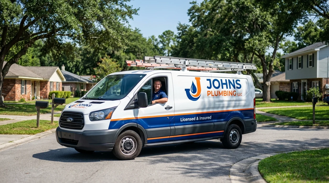 Johns Plumbing LLC service van in Pacific Grove, CA