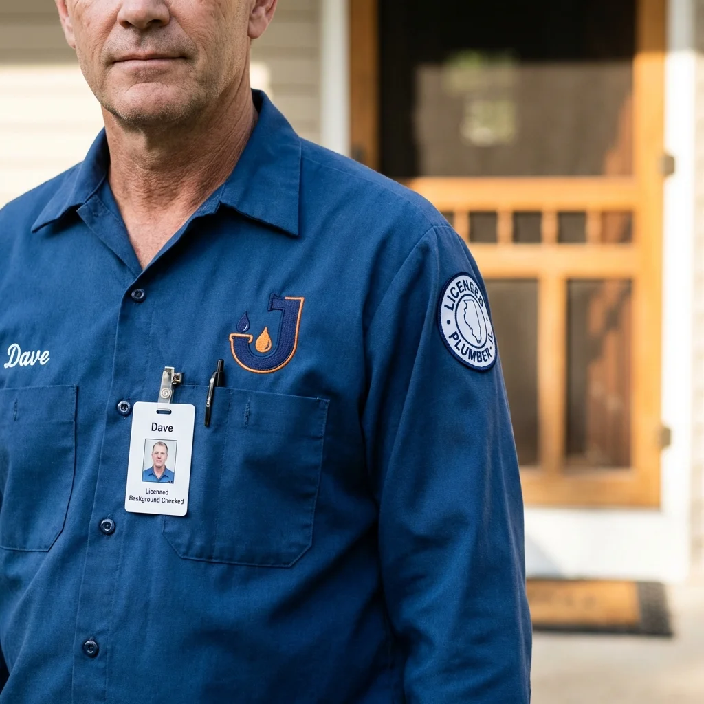 Licensed plumber showing ID badge in Pacific Grove, CA