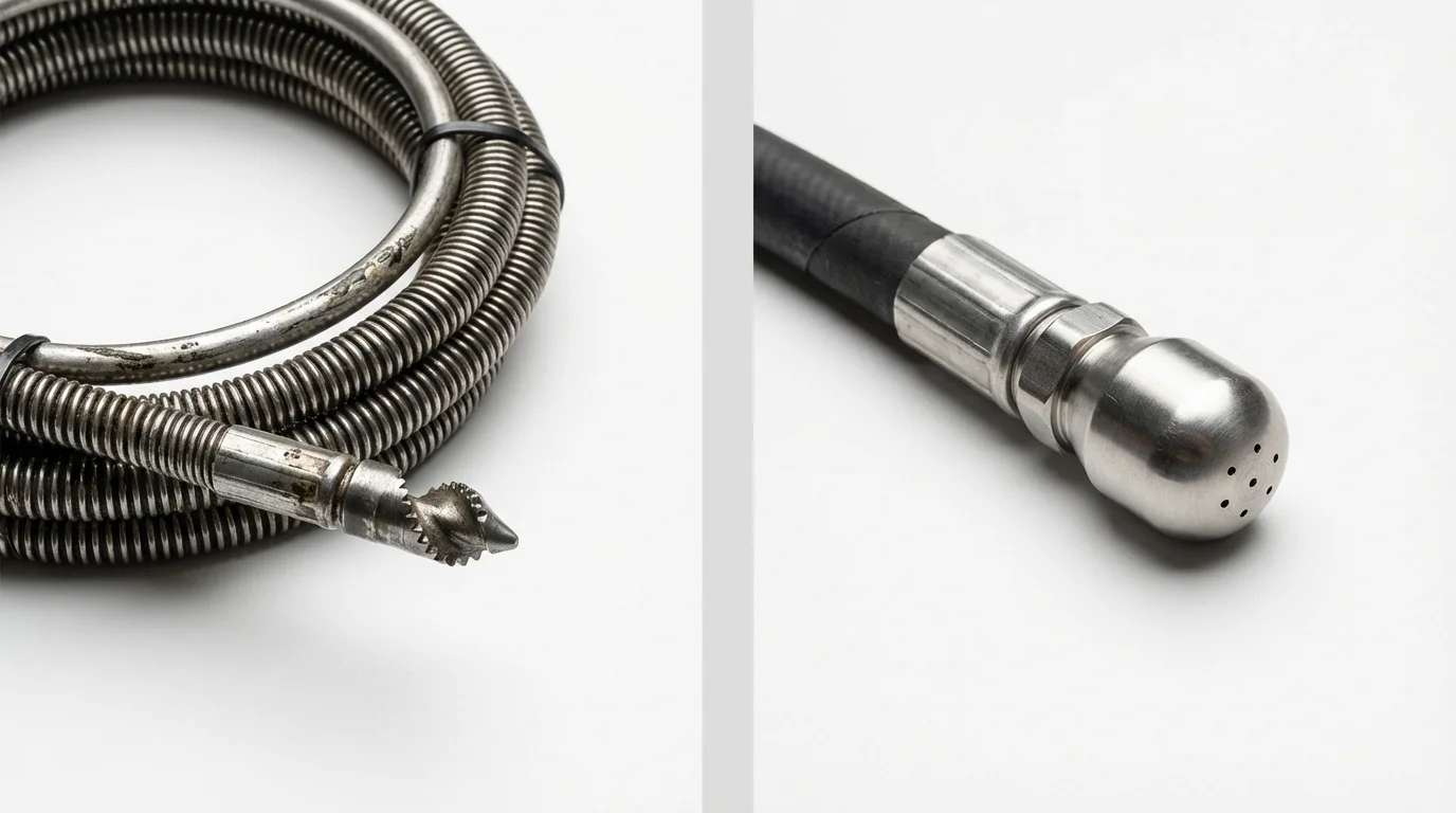 Drain snake cable and hydro jetting nozzle used for drain cleaning in Pacific Grove, CA