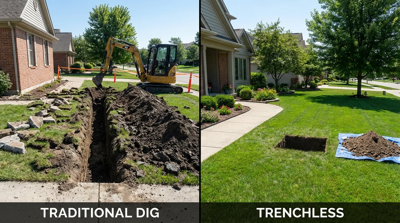 Trenchless sewer repair with minimal yard damage versus traditional excavation in Pacific Grove, CA